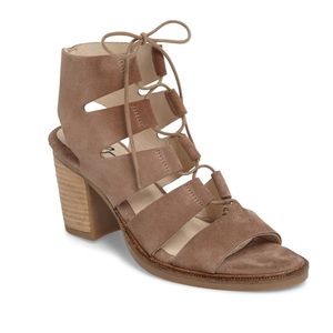 Suede lace up cage sandals